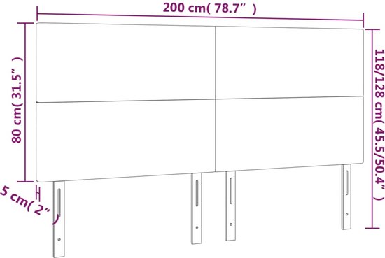vidaXL-Hoofdborden-4-st-100x5x78/88-cm-kunstleer-grijs
