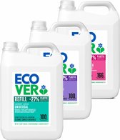 Ecover Ecologisch Wasmiddel Universeel + Vloeibaar Wasmiddel Kleur + Wasverzachter - 3 x 5 L - Voordeelverpakking