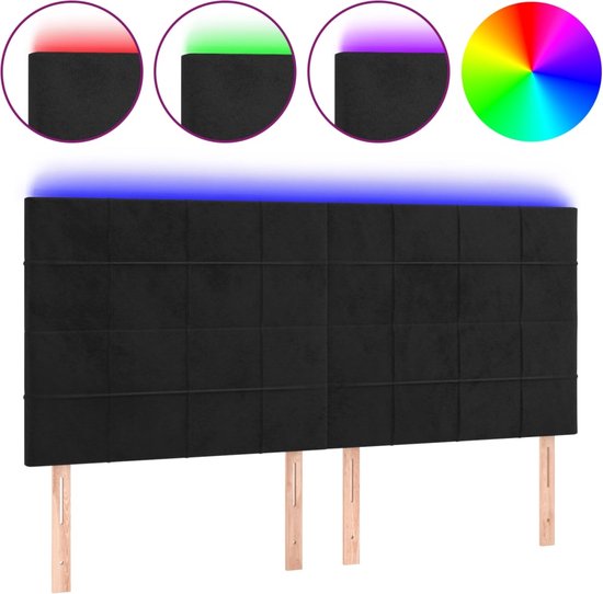 vidaXL Hoofdbord LED - 180x5x118/128 cm - Crème Hoofddekbed - Led Hoofdbord - Crème