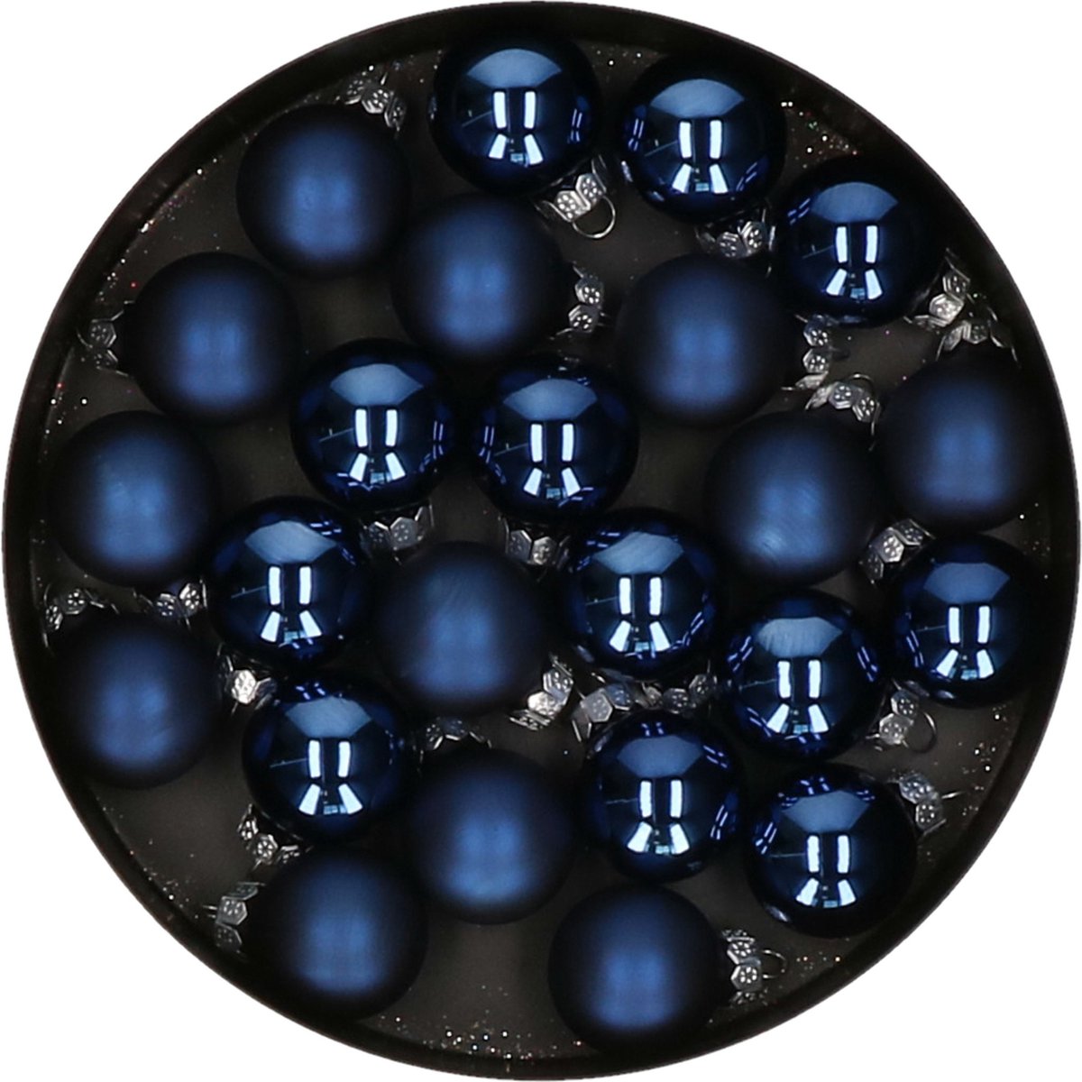 Othmar Decorations mini kerstballen - 24x st - donkerblauw - glas - 2,5 cm