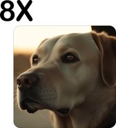 BWK Flexibele Placemat - Retriever Hond Kijkt in de Verte - Set van 8 Placemats - 40x40 cm - PVC Doek - Afneembaar