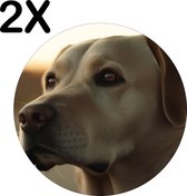 BWK Stevige Ronde Placemat - Retriever Hond Kijkt in de Verte - Set van 2 Placemats - 40x40 cm - 1 mm dik Polystyreen - Afneembaar