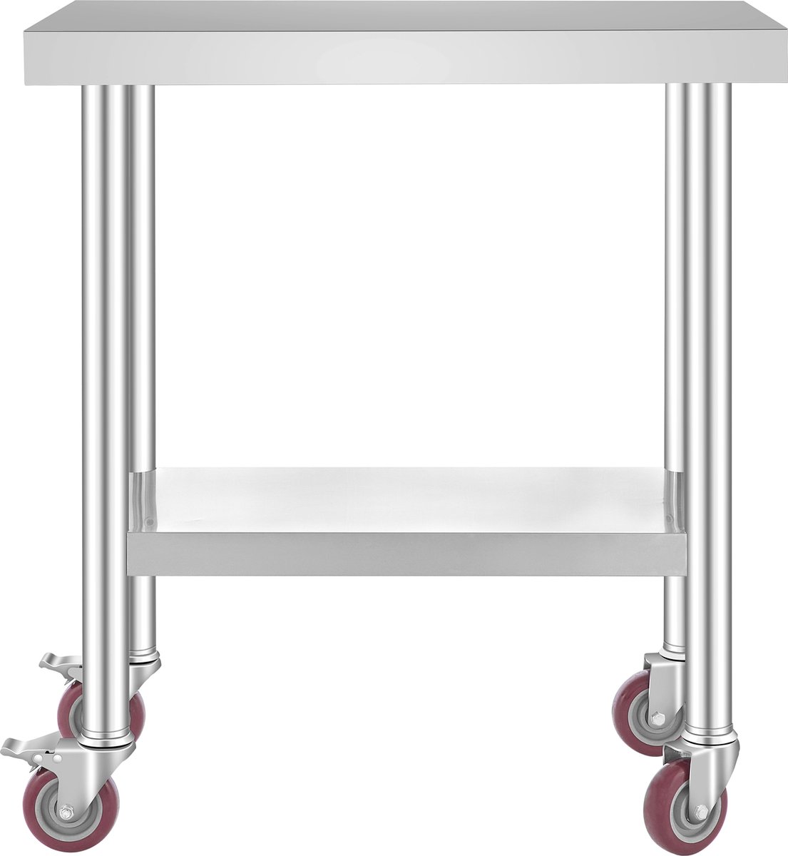 VEVOR Rvs Tafel Werktafel Keukentafel Roestvrij Stalen Werktafel 76 X 46 X 86 Cm Zilver