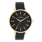 OOZOO Timepieces - Montre OOZOO dorée avec bracelet en cuir noir - C11294