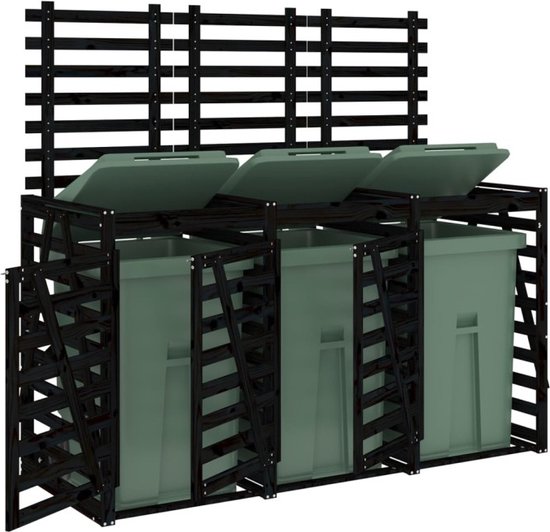 vidaXL-Containerberging-drievoudig-massief-grenenhout-zwart