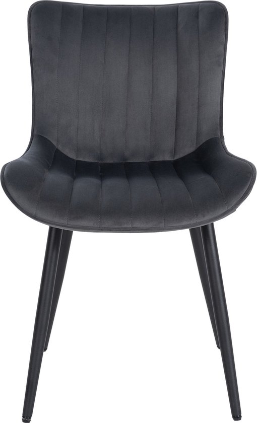 CLP Largo Set de 2 chaises de salle à manger - Sans accoudoirs - Structure en métal - Velours gris foncé
