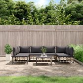 The Living Store Loungeset - Poly Rattan - Antraciet - 72x72x66 cm - Weerbestendig