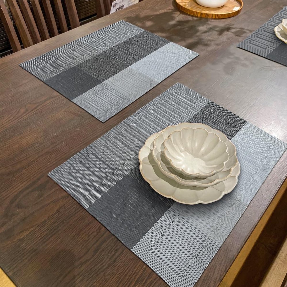 Set van 4 ronde vuurwerk decoratieve placemats PVC holle tafelplacemats