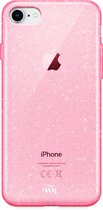 Sparkle Away Pink- Coque en Siliconen adaptée à iPhone 7/8/SE - Coque antichoc à paillettes - Coque à Glitter Rose
