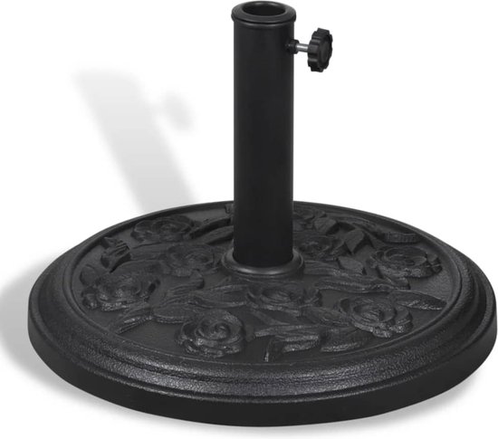 The Living Store Parasolvoet rond hars – Parasoll Voet – Parasolvoet Zwart – Parasolvoet Staal – Buitenleven – Tuindecoratie
