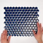The Mosaic Factory Barcelona Hexagon - Wandtegels - Mozaïektegel - 26x30x0.3cm - Cobalt Blauw hoogglans Glans - 0.78m²/10 Stuks