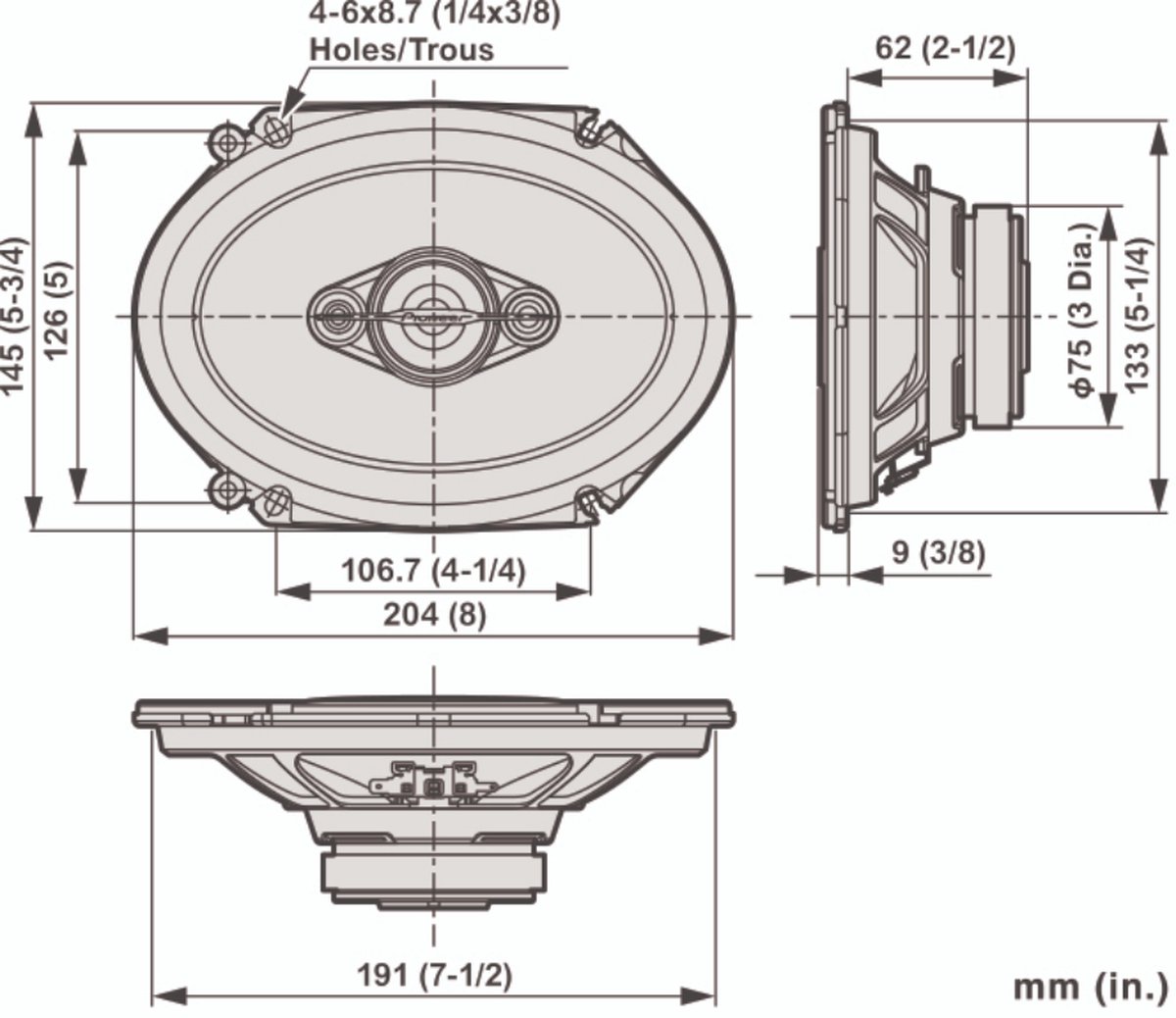 Pioneer TS-A6881F - Autospeakers - 6"x 8" Inch (15 x 20 cm) - 4-wegs coaxiaal - 350 W – foto 6