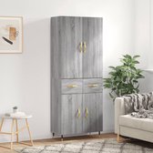 The Living Store Hoge Kast - Opbergkast - 69.5 x 34 x 180 cm - Grijs Sonoma Eiken