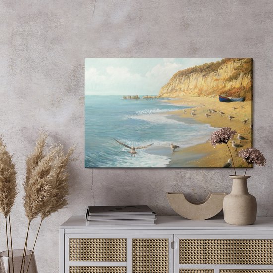 Painting King - Tableau sur Toile Mouettes Plage Et Mer - 120 x 80 cm