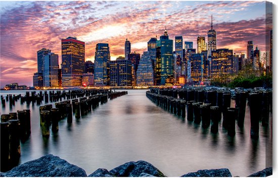 Schilderijkoning - Canvas Schilderij Panorama Van New York City - 70 x 50 cm