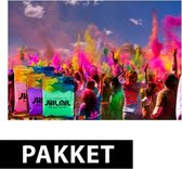 Holi poeder pakket groen paars en rood