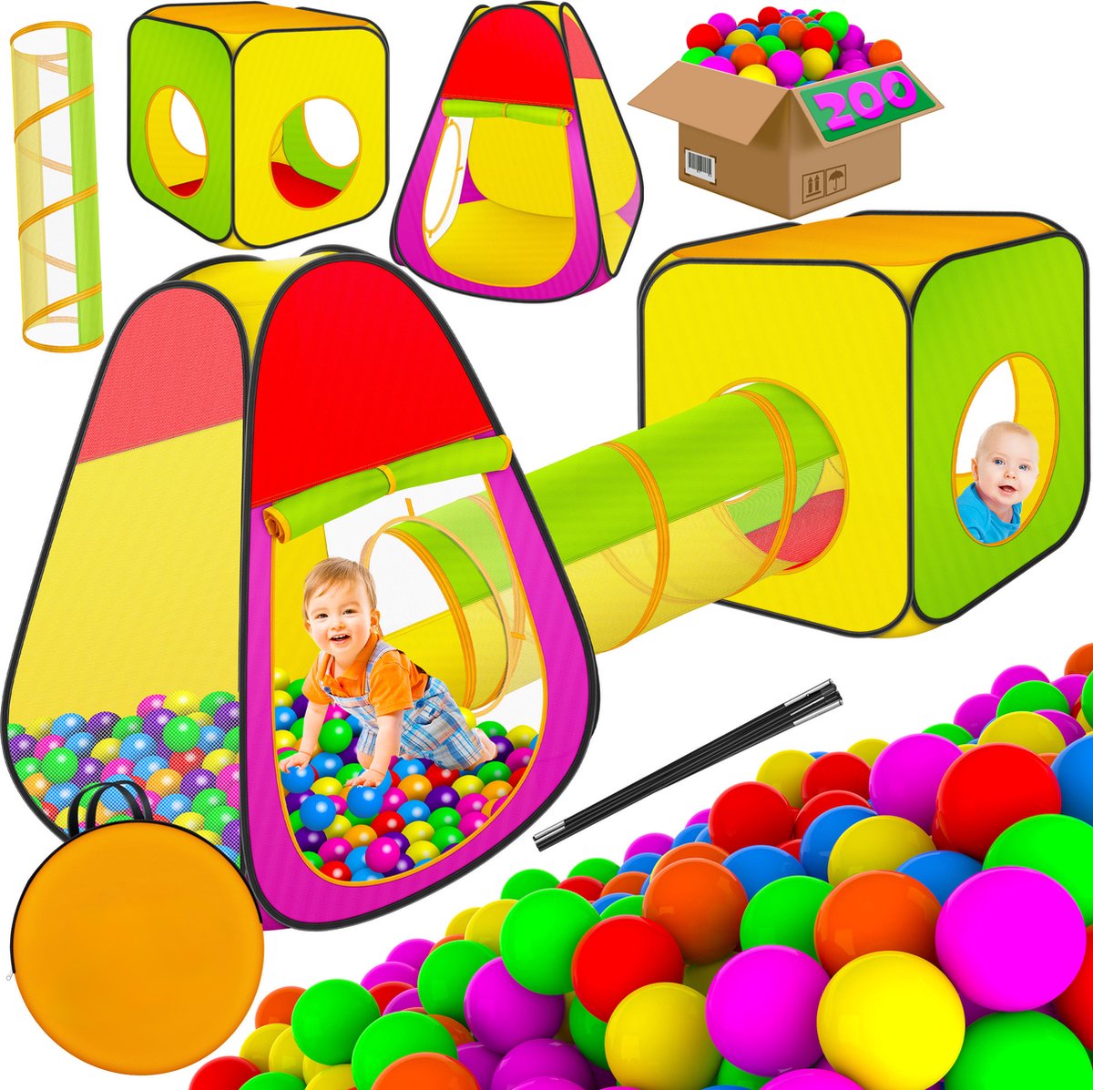 KIDIZ® Tente de jeu Maison de jeu Tente bébé / 200 balles / Piscine à balles  / Tente
