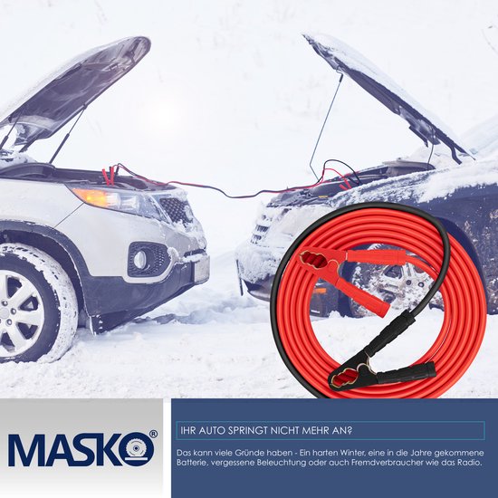 MASKO® Starthilfekabel Überbrückungskabel Für Benzin- Und Dieselmotoren 61224 Volt Auto Motorrad Starterkabel Aus Kupfer Inkl Handschuhe Und Tragetasche 25mm 1200a 30mm 1500a 4m 3000amp 48111327
