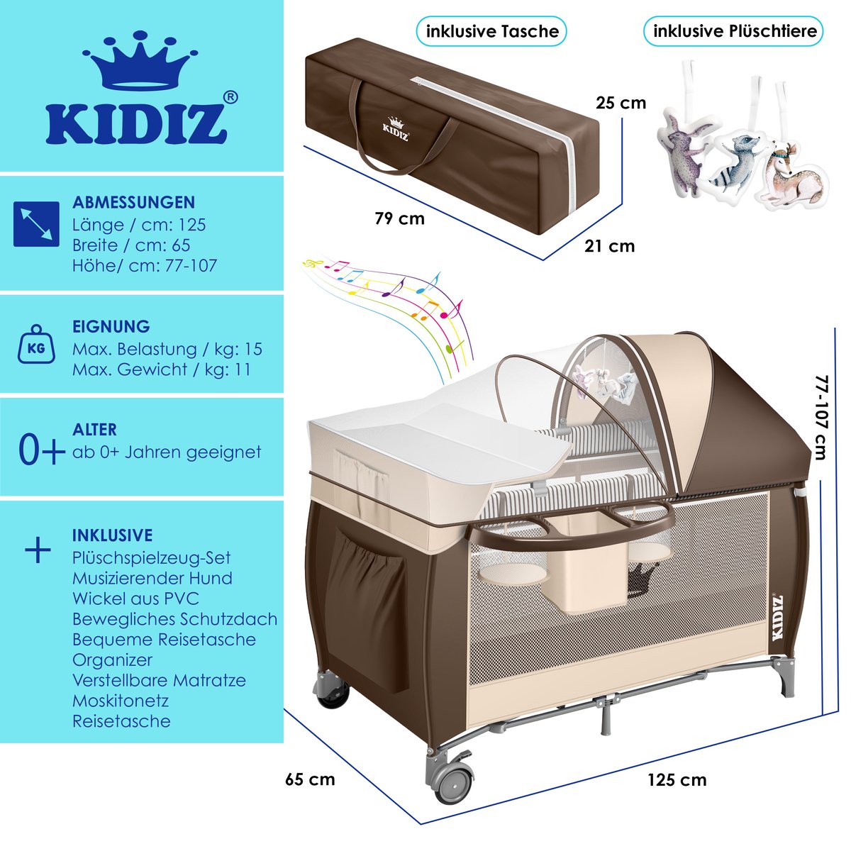 KIDIZ Reisbedje 3-in-1 met Commode thumbnail 3