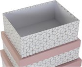 Set van opstapelbare opbergboxen DKD Home Decor Licht Roze Karton
