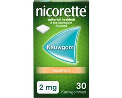 Nicorette Suikervrij Kauwgom 2mg Fresh Fruit - 3 x 30 stuks