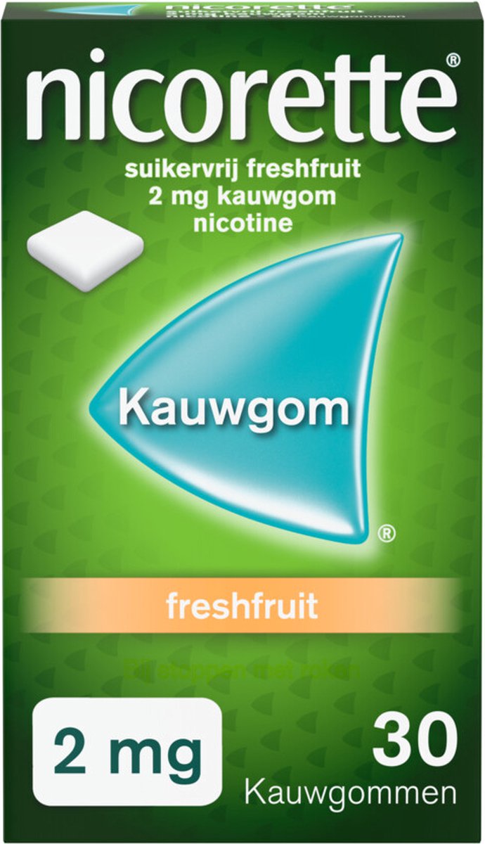 Nicorette Suikervrij Kauwgom 2mg Fresh Fruit - 3 x 30 stuks