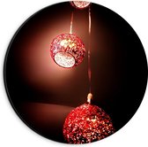 Dibond Muurcirkel - Lampen - Rood - Textuur - Ordening - Licht - 20x20 cm Foto op Aluminium Muurcirkel (met ophangsysteem)