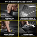 Handen tonen de opstaande rand, antislip textuur en originele sluiting van de mat