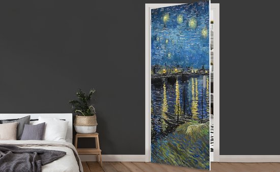 Sticker de porte Nuit étoilée sur le Rhône - Van Gogh - Art - 80x205 cm - Poster de porte