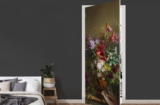 Sticker de porte Nature morte avec des fleurs dans un vase grec - Maîtres anciens - Art - 95x235 cm - Poster de porte