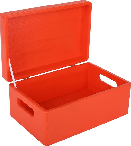 Creative Deco houten doos met deksel | 30 x 20 x 14 cm ( /-1cm) | Grote houten doos met deksel Ongelakte doos Zilveren scharnieren | Voor documenten, kostbaarheden, speelgoed, gereedschap | ROH