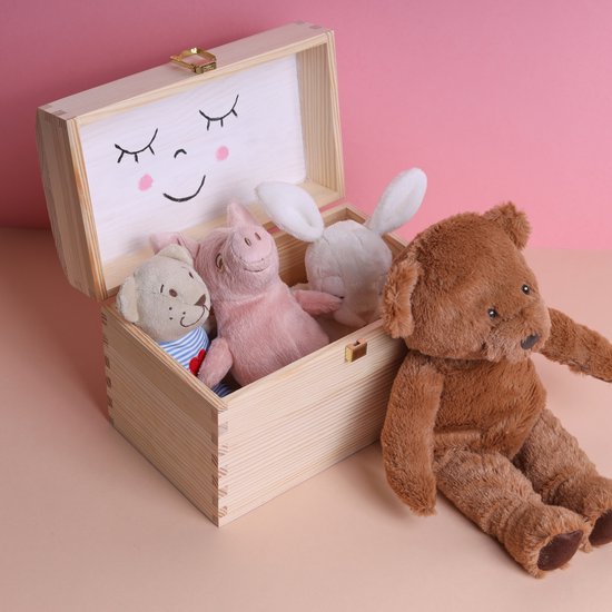 Zwarte houten opbergdoos met scharnierend deksel en vergrendelingssleutel, grote aandenkist met slot, houten kist met matte afwerking, sieraden aandenken, foto's, geschenkdozen (zwart