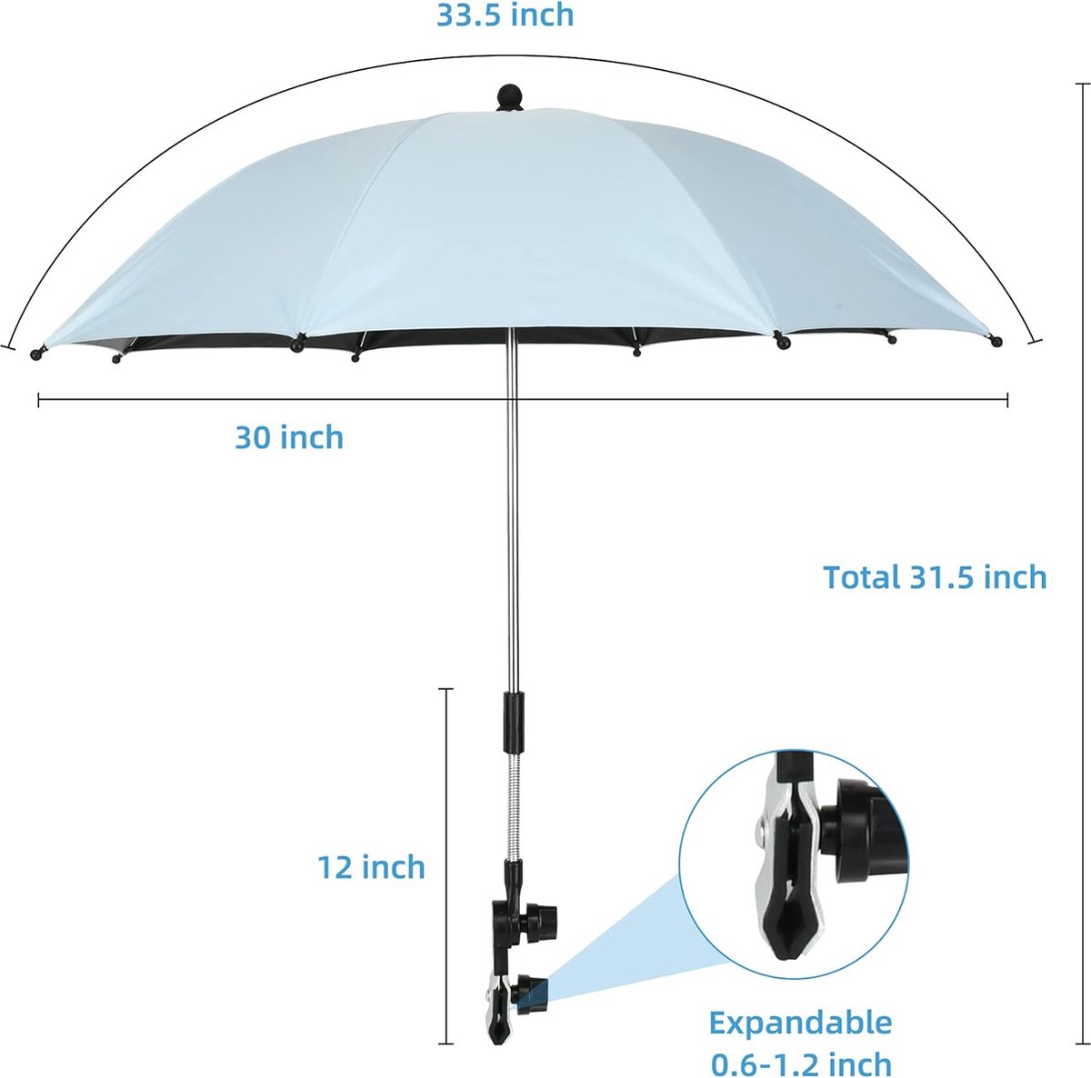 Pince sur Parapluie Poussette Parasol pour Golf Cart Wagon Poussette  Accessoires