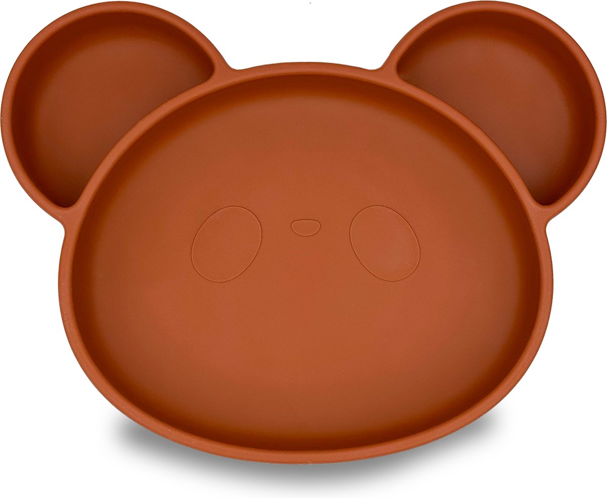 Goedkoopste Youly® Siliconen kinderbord beer - Kinderservies - Baby servies - Baby bord - Anti Slip - Bord met zuignap - BPA vrij - Roest Bruin
