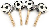 voetbal cocktailprikkers - cupcake toppers - voetbal kinderfeestje - traktatie - cocktail prikkertjes - 24 STUKS