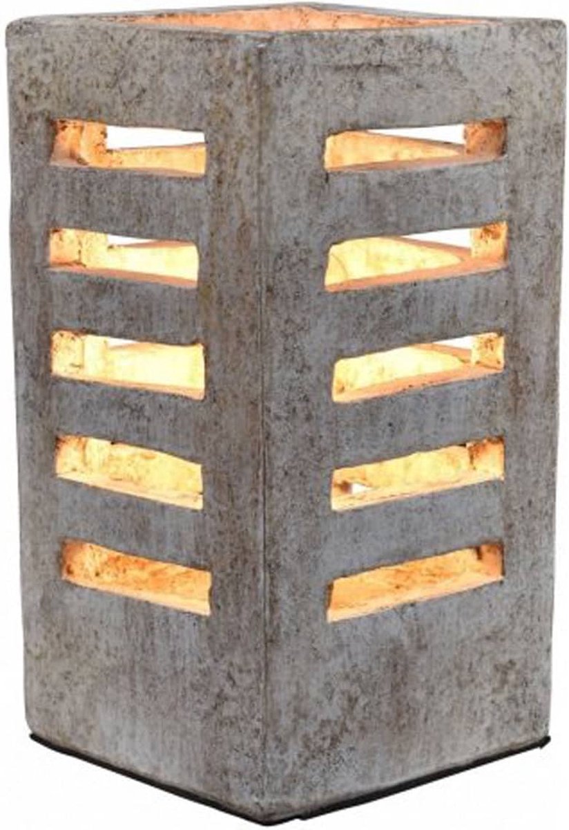 Tafellamp vierkant keramiek Felix scotch | 1 lichts | beige / creme | keramiek | 30 x 15 x 15 cm | modern / sfeervol design