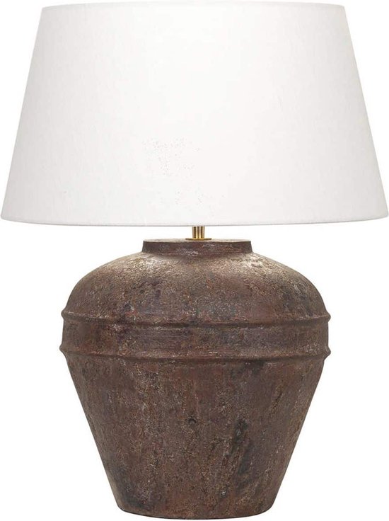 Lampe de table en céramique Midi Hampton | 1 lumière | marron / crème | céramique/tissu | Ø 45 cm | 59 cm de haut | classique / rural / design attrayant