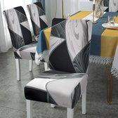 Stoelhoezen set van 6 universele stretch stoelhoezen set van 6 moderne stoelhoezen schommelstoelen elastische duurzame stoelhoezen voor eetkamer banketdecoratie (zwarte geometrie, 6 stuks)