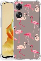 Hoesje met naam Geschikt voor OPPO Reno8 T 4G Telefoonhoesje met doorzichtige rand Flamingo