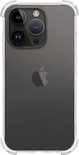 Transparante siliconen hoes met verstevigde hoeken, passend op een iPhone 15 Pro.