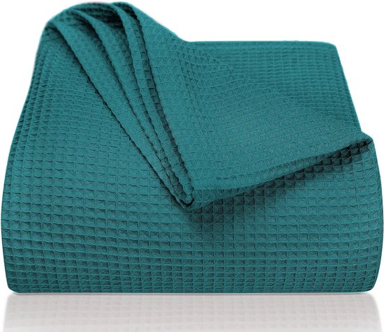 XXL Sprei 220 x 240 cm - Wafelpiqué Katoenen Deken - Lichte Zomer Deken voor Bed, Bank XXL Sprei 220 x 240 cm - Wafelpiqué Katoenen Deken - Lichte Zomer Deken voor Bed, Bank