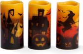 3 Vlamloze Kaarsen Van Echte Was, Op Batterijen Werkende Decoratieve LED Kaarsen (15cm) - Halloween Tafeldecoratie, Feest, Thuisdecoratie