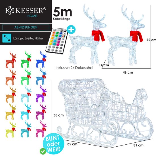 YITAHOME Lot De 3 Rennes LED Décoration Noël Lumineuse Avec 2 Cerfs Et Traineau 150 Rvb Telecommande Sans Fil Cerf Bois Manche Amovibles 2889683249 YITAHOME Lot De 3 Rennes LED Décoration Noël Lumineuse Avec 2 Cerfs Et Traineau 150 Rvb Telecommande Sans Fil Cerf Bois Manche Amovibles 2889683249