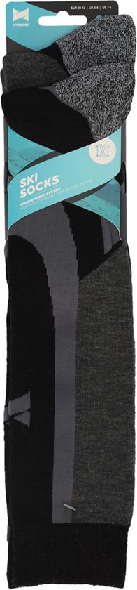 Xtreme - Chaussettes de ski unisexes - Paquet de 4 - Zwart - Taille 42/45 - Chaussettes de ski femme - Chaussettes de ski homme
