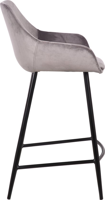 Lot de 2 chaises de bar Amman 65cm - gris - Rousseau - Meubles d'assises - Gris - Velours|Métal - Meubles d'assises