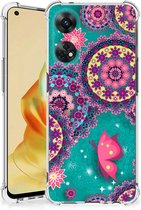 Smartphone hoesje Geschikt voor OPPO Reno8 T 4G Silicone Hoesje met transparante rand Cirkels en Vlinders