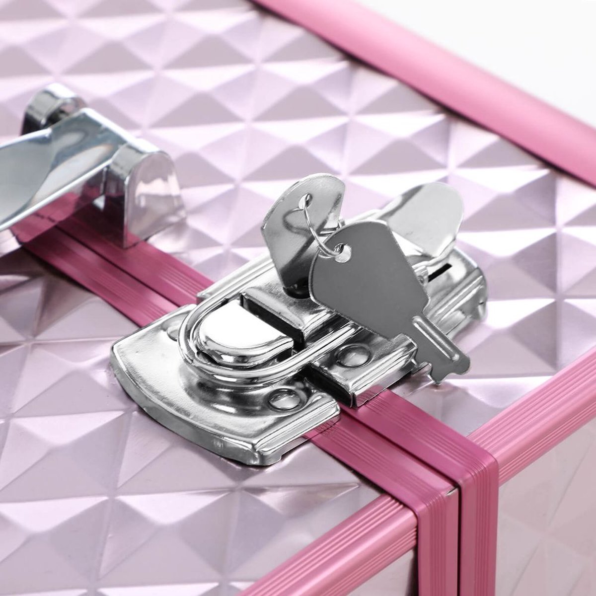 Rootz Living Rootz Cosmetic Case Cosmetic Box Vanity Case Makeup Box Beauty Box Cosmetic Storage Box Makeup Organizer Box Travel Cosmetic Box Roze Zilver 36 x 28 x 23 cm (B x H x D)