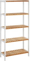 Rootz plank - plank met 5 niveaus - wandplank - zwevende plank - boekenplank - hoekplank - houten plank - industriële plank - wandplank - wit naturel - 60 x 26 x 130 cm (L x B x H)