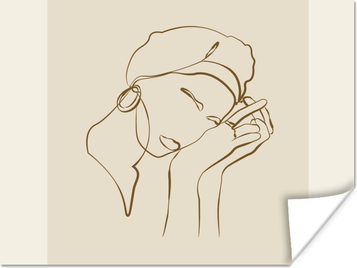 Poster Vrouw - Line art - Quotes - Tekst - 40x30 cm