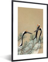 Cadre photo avec affiche - Japandi - Grue - Feuilles - Branche - 20x30 cm - Cadre pour affiche